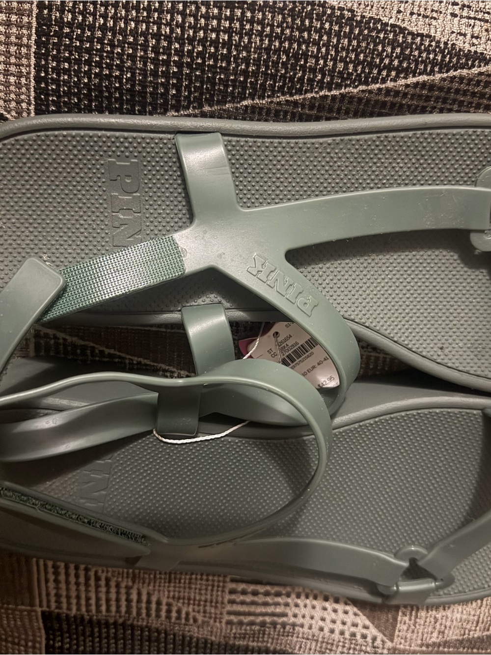PINK Victoria's Secret Olive Green Strappy Jelly Sandals